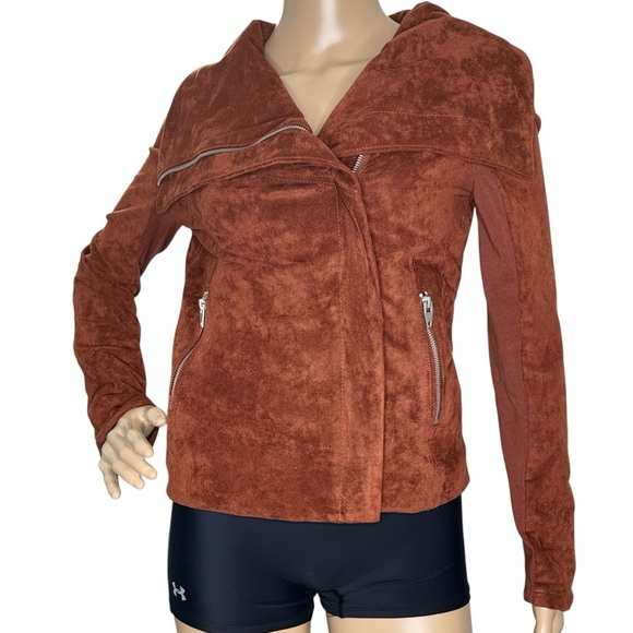SL8 by Blank NYC Rust Brown Soft Faux Suede Zipper Moto Jacket small - Picture 1 of 7